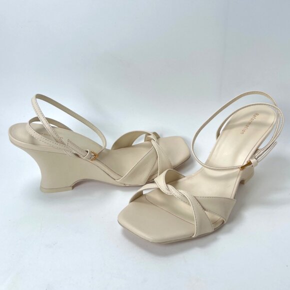 Reformation Margot Leather Wedges Ivory Strappy Sandals Size 7 - Picture 7 of 14
